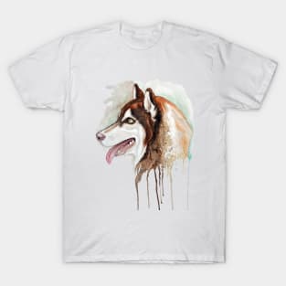 Brown Husky Profile Portrait T-Shirt